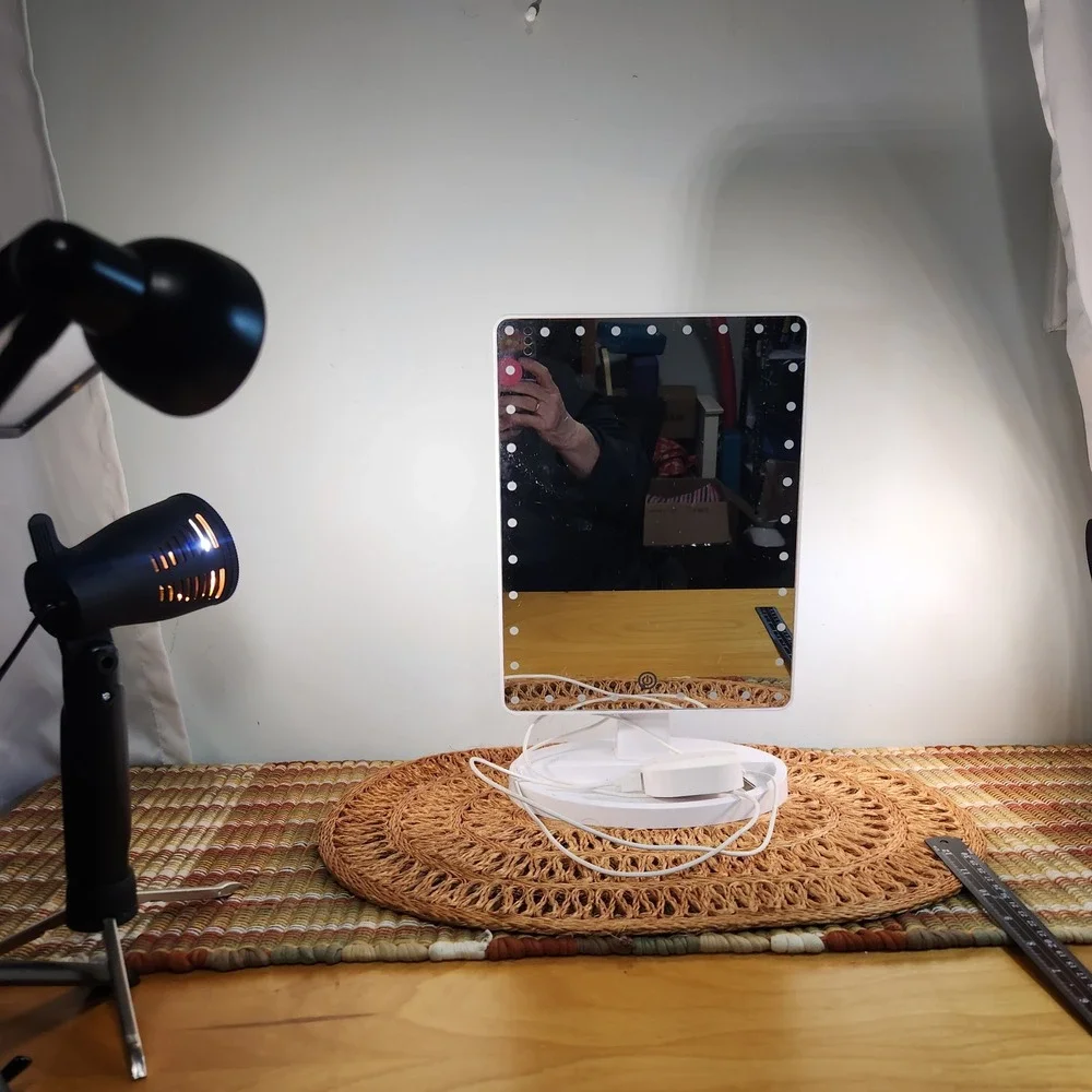 LED Lighted Makeup Mirror White Tabletop Vanity Mirror with USB Power Adapter